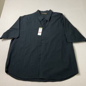 Cubavera NWT Mens XXXL Black Classic Collared Button Short Sleeve Dress Shirt